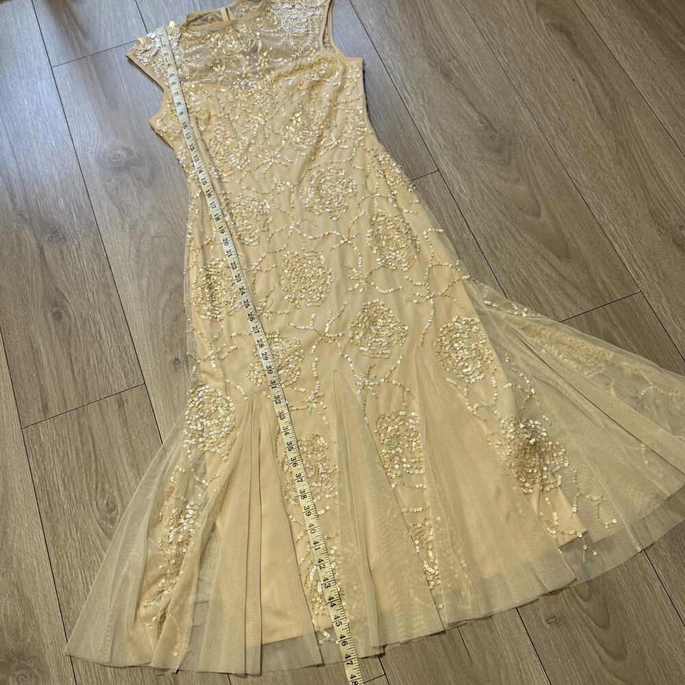 NWT Adrianna Papell Womens Beaded Sequined Sleeveless Midi Champagne/nude 6 - Picture 9 of 16